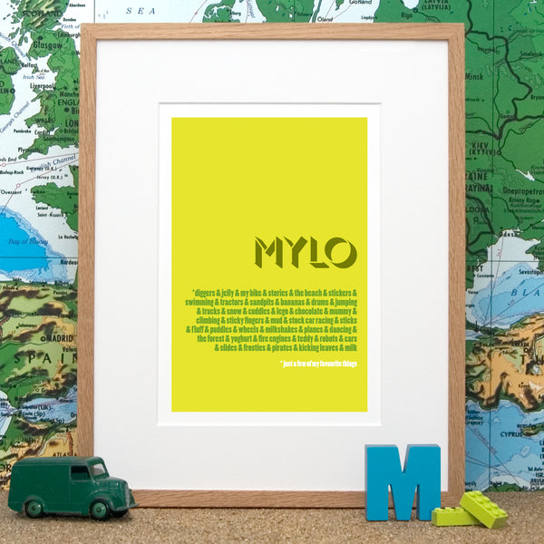 Personalised 'Favourite Things' Print