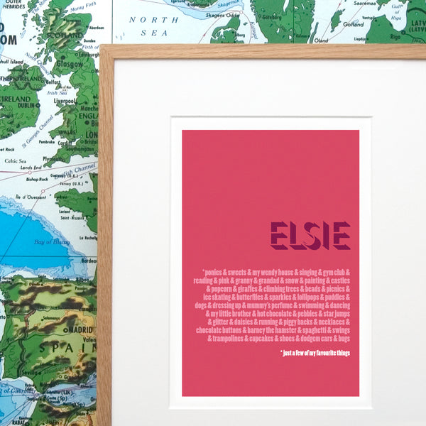 Personalised 'Favourite Things' Print