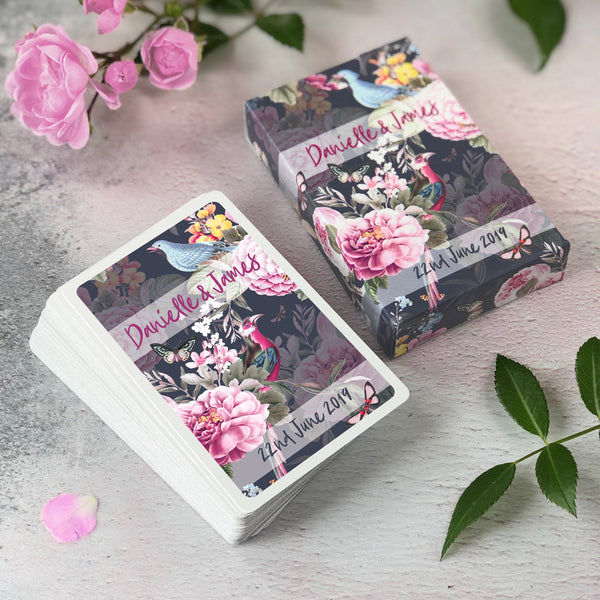 Wedding favours playing cards for an ink wedding colour scheme