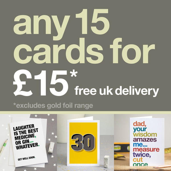A pick and mix choice of 15 greetings cards.