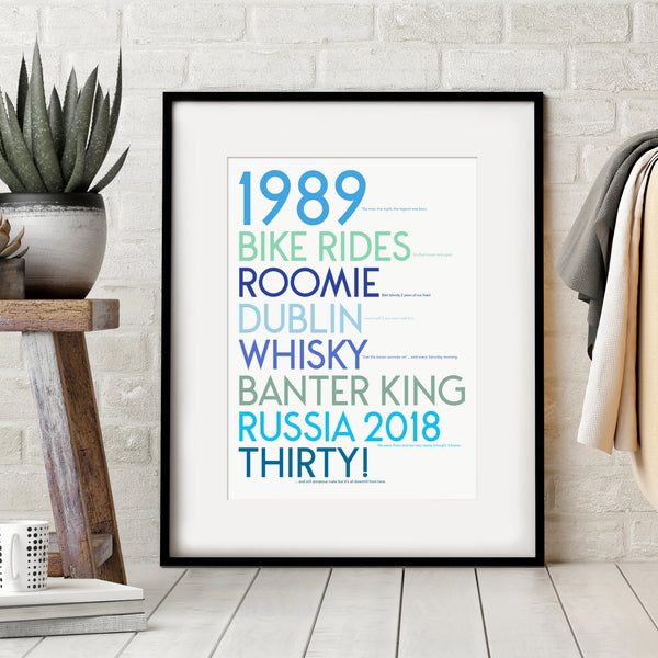 Personalised 30th Birthday Print