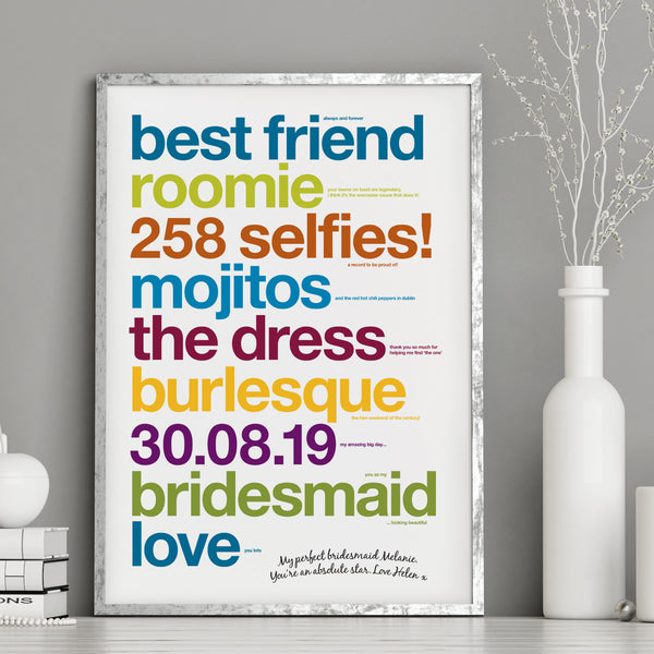 Personalised Bridesmaid Thank You Print