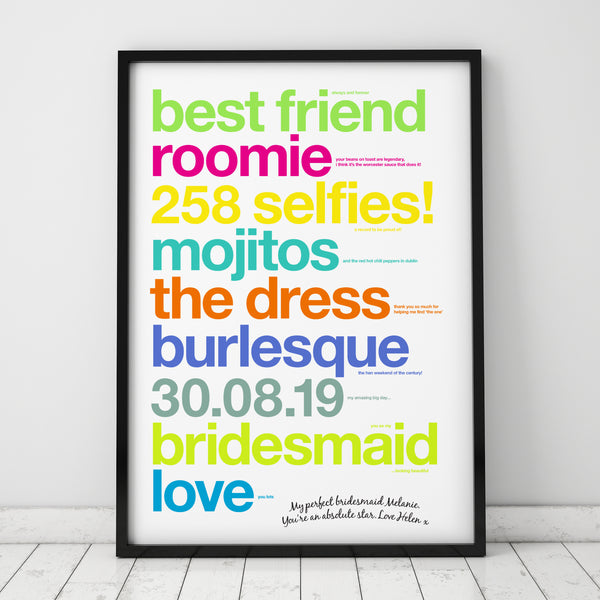 Personalised Bridesmaid Thank You Print