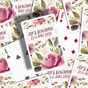 Floral wedding favours playing cards