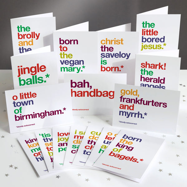 Multipack of funny autocorrect christmas cards.