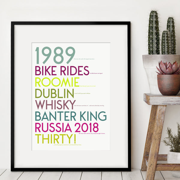 Personalised 30th Birthday Print