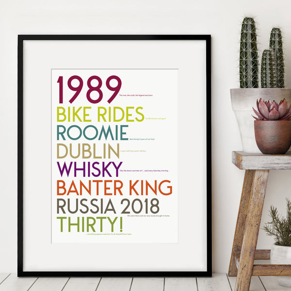 Personalised 30th Birthday Print