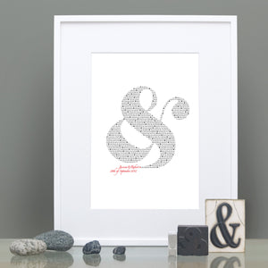 Personalised 'Perfect Pairs' Ampersand Wedding Print