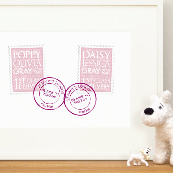 Personalised New Baby Twins Print