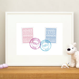 Personalised New Baby Twins Print