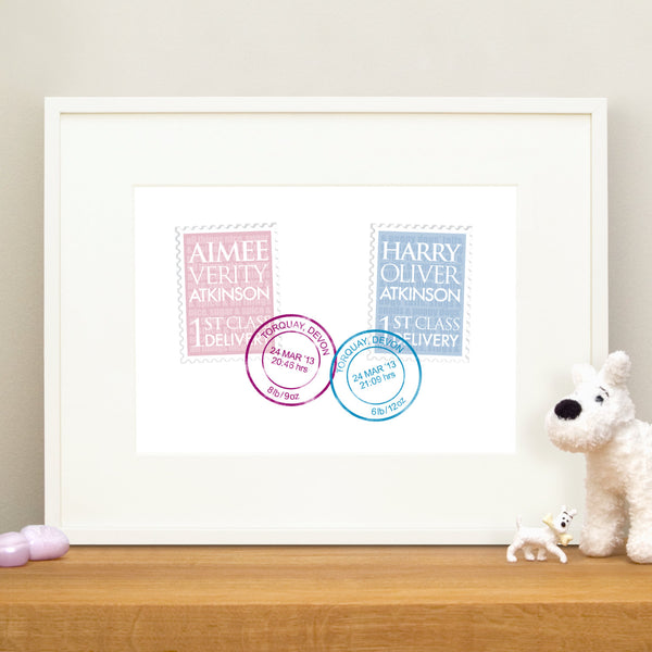 Personalised New Baby Twins Print