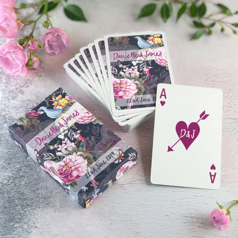 Personalised playing cards with a botanical design