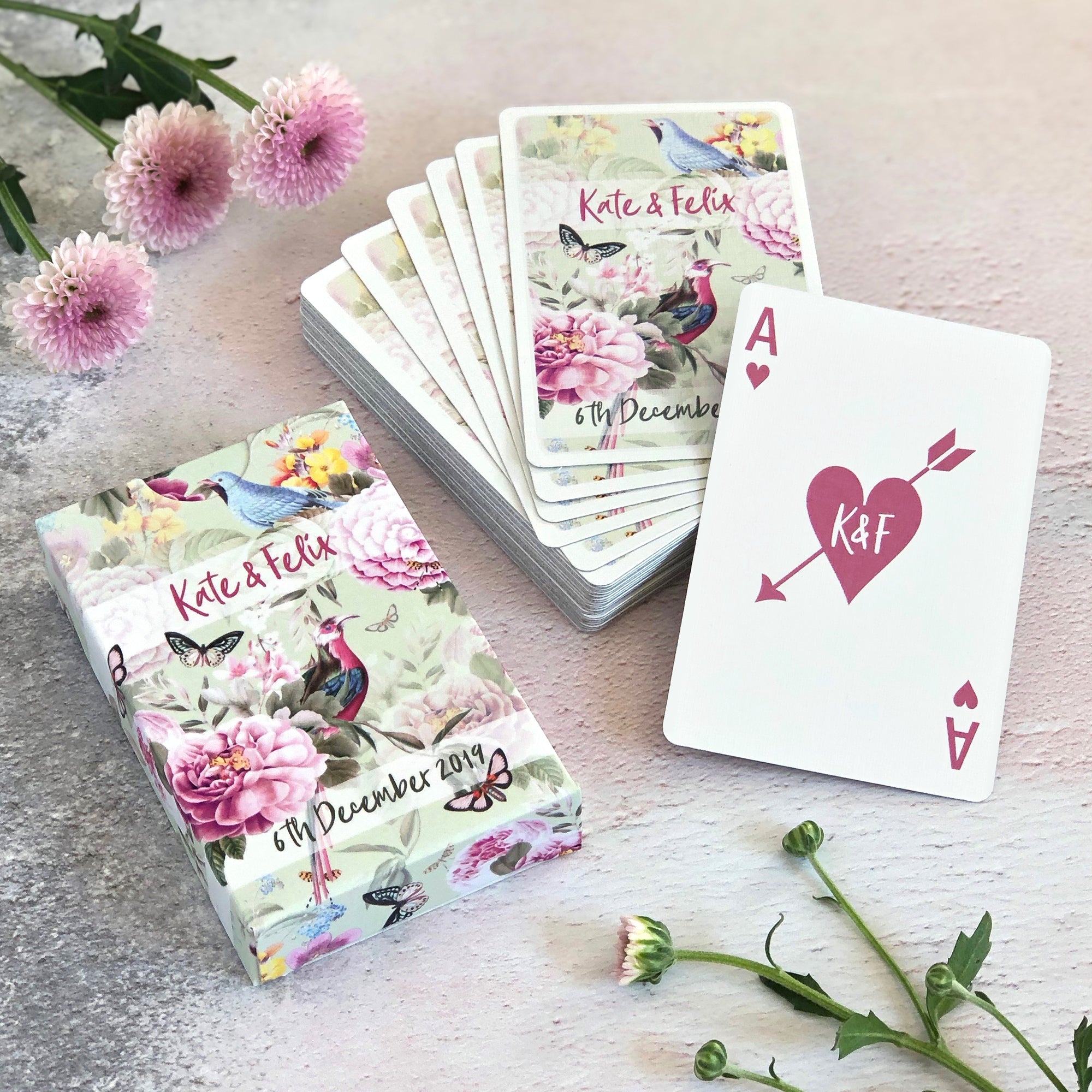Personalised playing card wedding favours