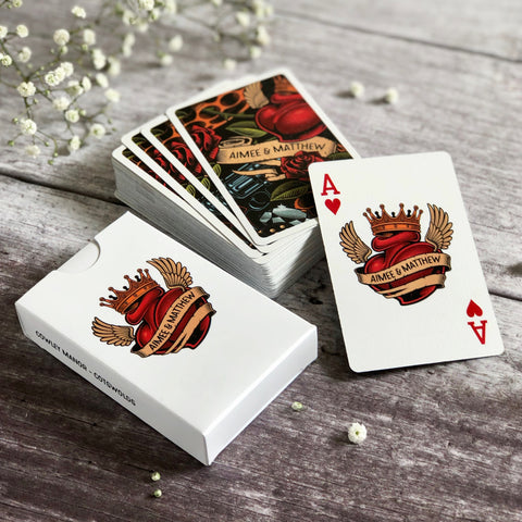 Personalised playing cards with a tattoo theme
