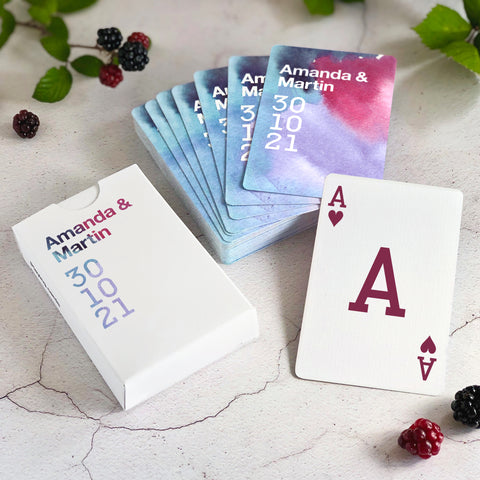 Personalised wedding favours playing cards