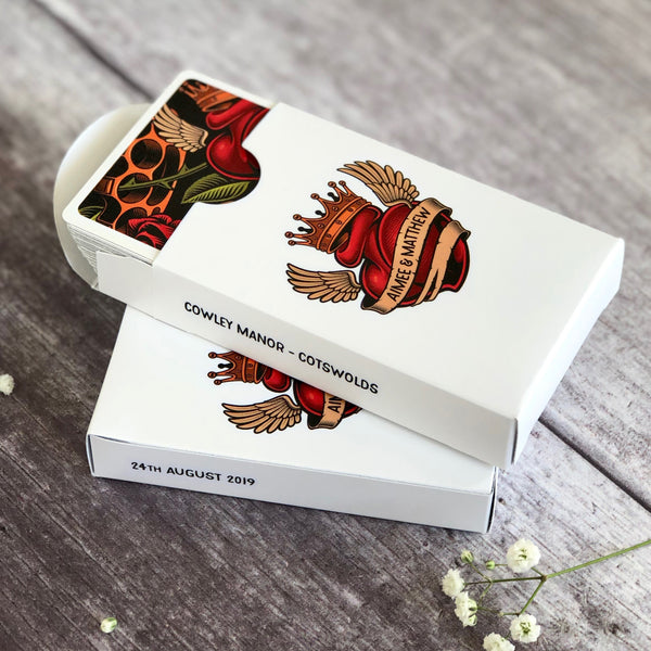 Personalised tattoo playing card boxes