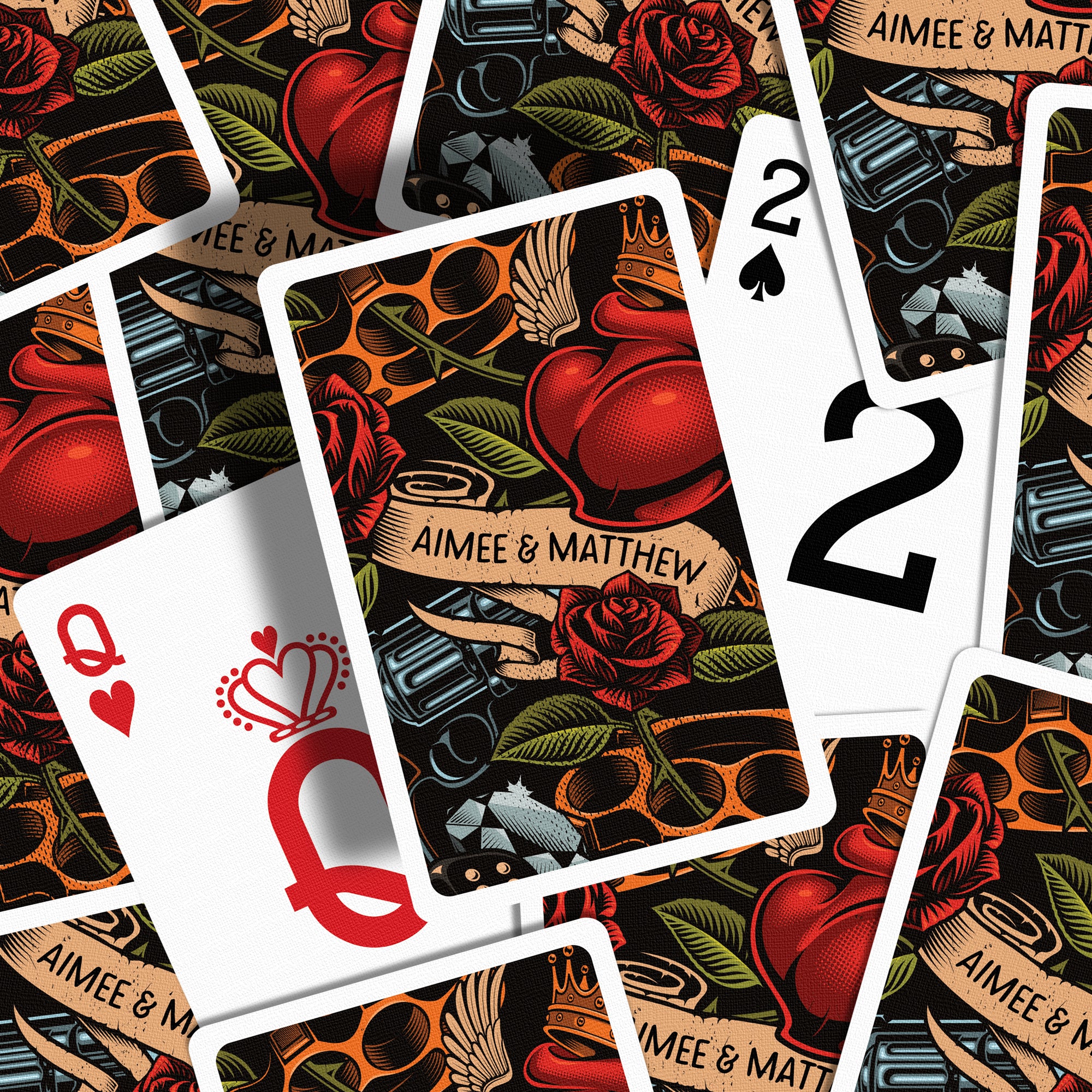 Tattoo wedding favours playing cards