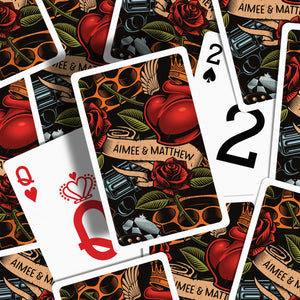 Tattoo wedding favours playing cards