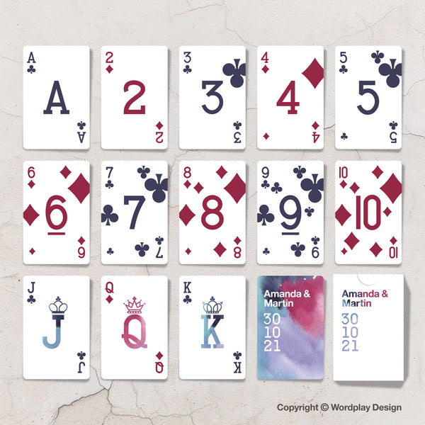 Purple wedding theme custom playing cards